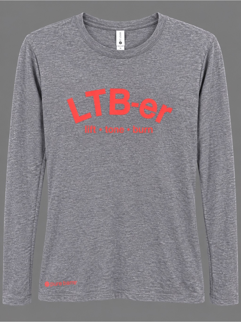 Pure Barre Gray Long Sleeve Tee with Red LTB-er Graphic